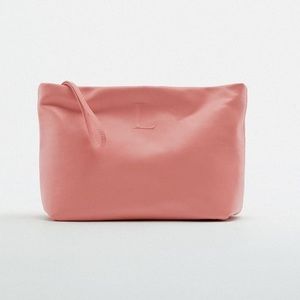 Zara LEATHER CLUTCH BAG WITH LETTER (L)
